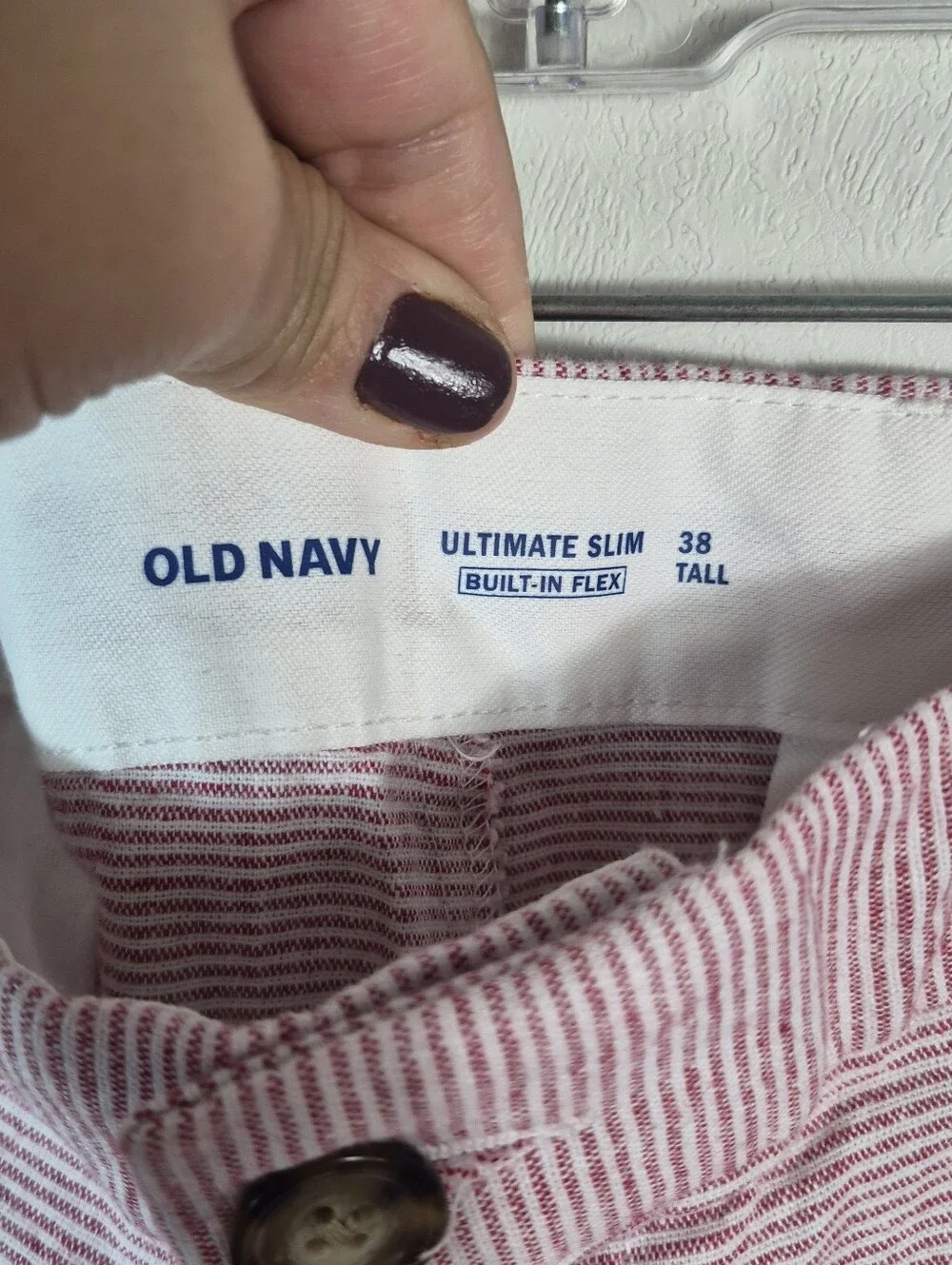 Old Navy Men's Slim Ultimate Micro-stripe Linen Blend Shorts Red Size 38 NWT